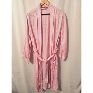 Honi Women's Pink Waffle Knit Bamboo Cotton Robe Sz XL Barbiecore Cozy Lounge